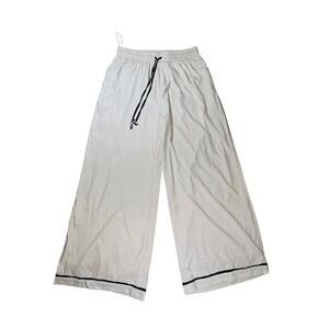 SANCIA Cream Cupro‎ Blend Wide Leg Lounge Pants Drawstring Size L Neutral Flowy